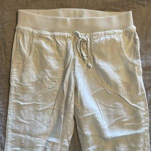 White comfy linen joggers